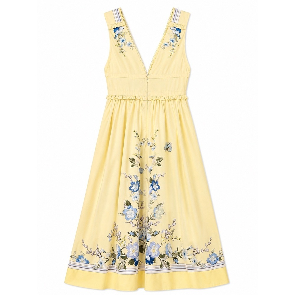 Self-Portrait Yellow Floral Midi Dress NWT Wedding Guest US 4 Small - Picture 4 of 12